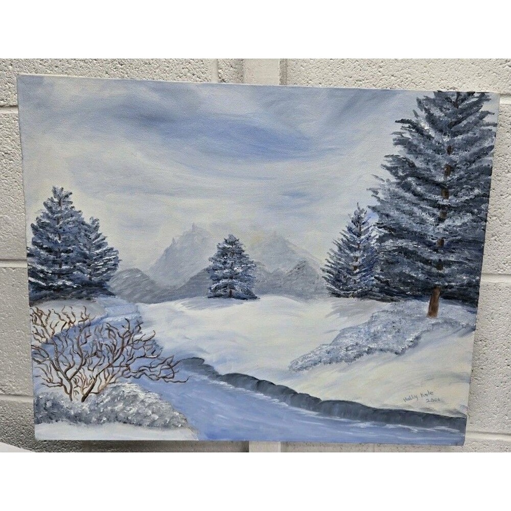 Winter Landscape Painting by By Lori Kyle 2001 OOAK